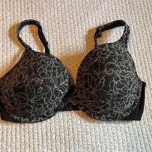 Cacique Wired  Floral Black White Bra